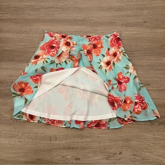 Show Me Your Mumu Skater Mini Skirt Devon Floral Print Blue Pink Lined Size S - Picture 4 of 10
